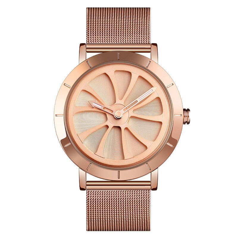 Hollow Design Creative Dial Vattentät Armband I Rostfritt Stål Mode Casual Herr Quartz Watch