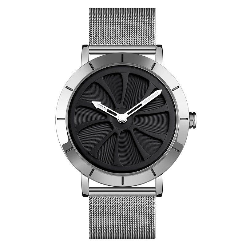 Hollow Design Creative Dial Vattentät Armband I Rostfritt Stål Mode Casual Herr Quartz Watch