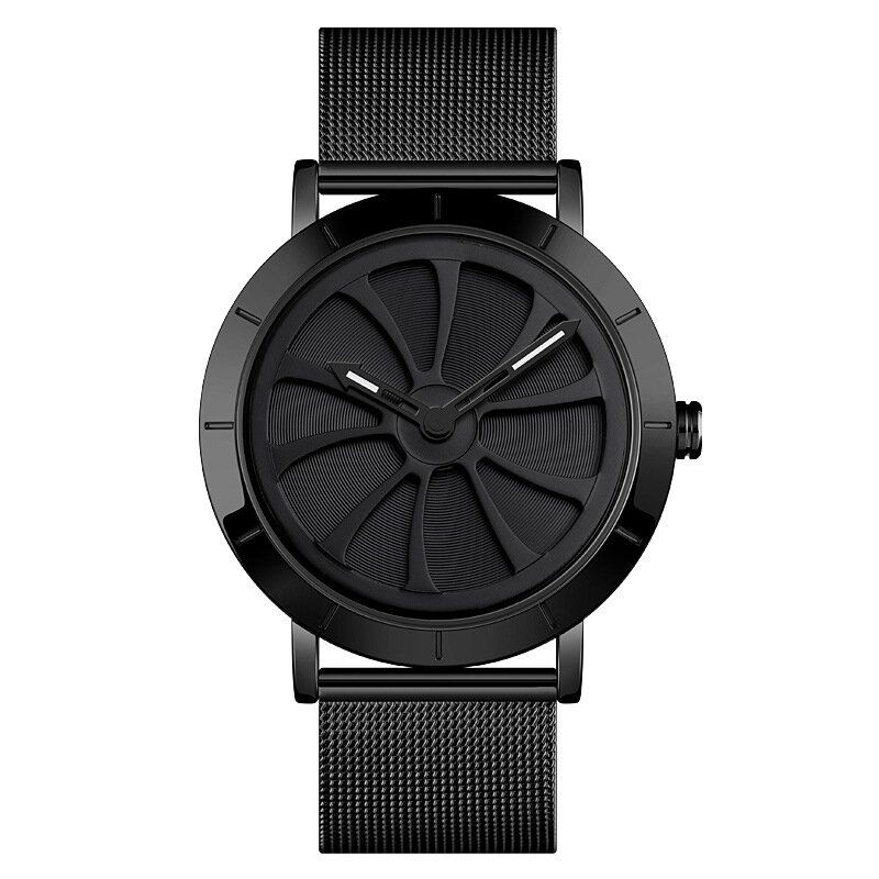 Hollow Design Creative Dial Vattentät Armband I Rostfritt Stål Mode Casual Herr Quartz Watch