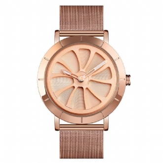 Hollow Design Creative Dial Vattentät Armband I Rostfritt Stål Mode Casual Herr Quartz Watch