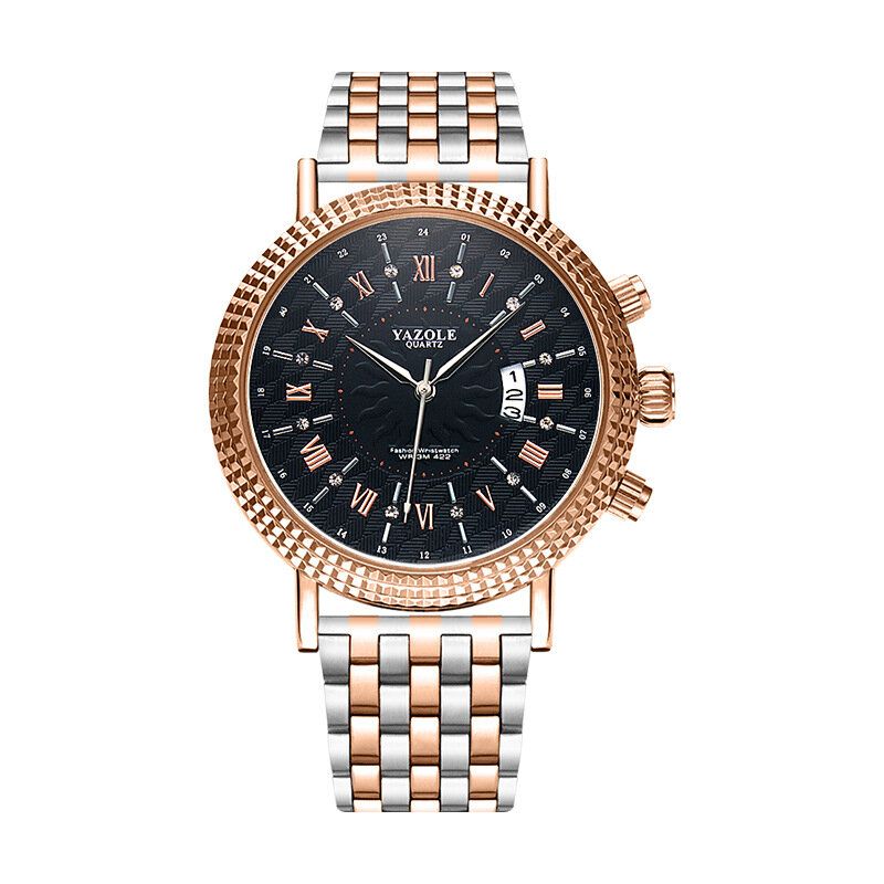 Läderrem Romerska Siffror Crystal Dial Fashion Herr Quartz Watch