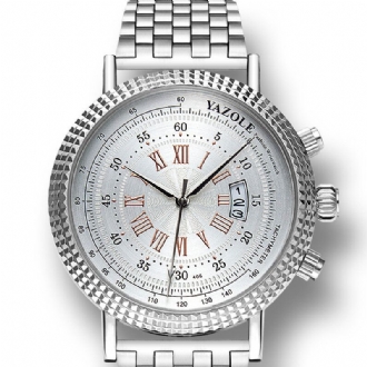 Läderrem Romerska Siffror Crystal Dial Fashion Herr Quartz Watch