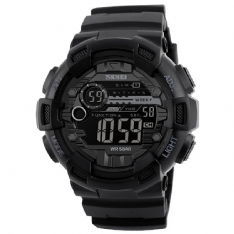 Luminous Week Display Stoppur Countdown 5atm Vattentät Dual-time Sport Herr Digital Watch