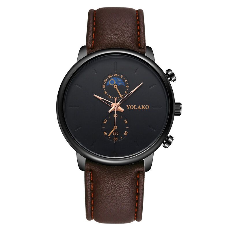 Masculino Fashion Style Vattentät Män Läderrem Quartz Watch