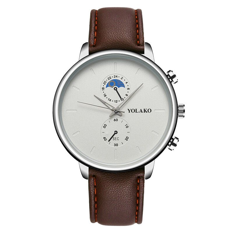 Masculino Fashion Style Vattentät Män Läderrem Quartz Watch