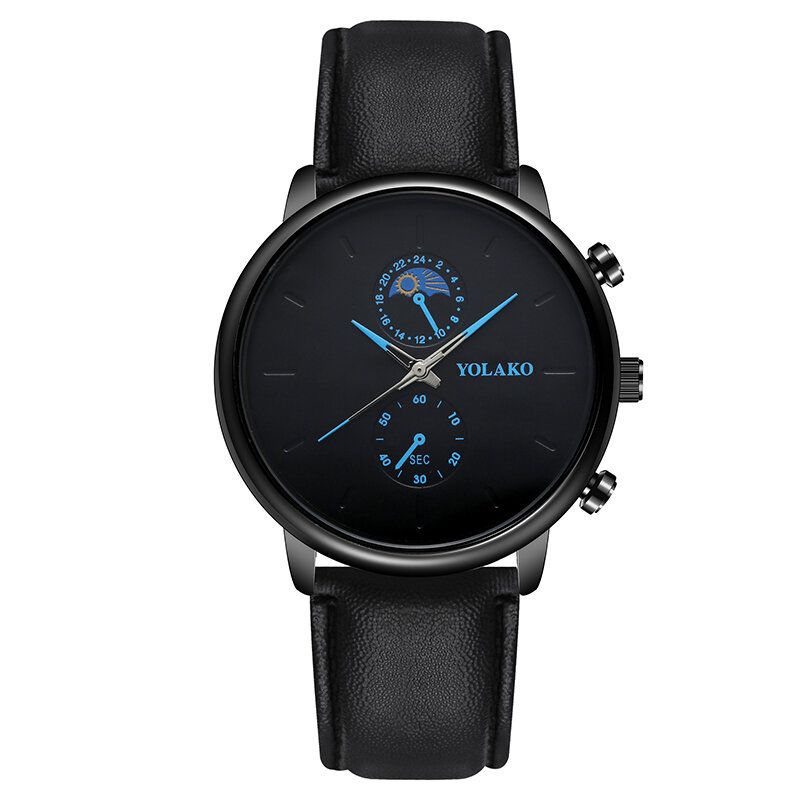 Masculino Fashion Style Vattentät Män Läderrem Quartz Watch