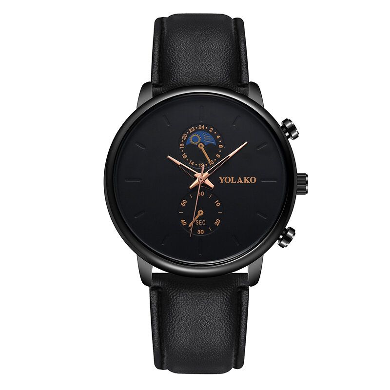 Masculino Fashion Style Vattentät Män Läderrem Quartz Watch