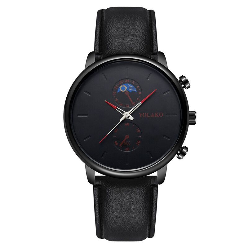 Masculino Fashion Style Vattentät Män Läderrem Quartz Watch