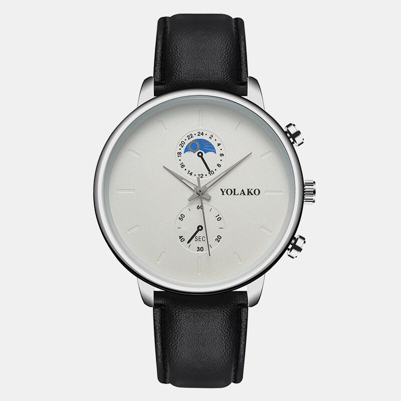 Masculino Fashion Style Vattentät Män Läderrem Quartz Watch