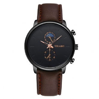 Masculino Fashion Style Vattentät Män Läderrem Quartz Watch