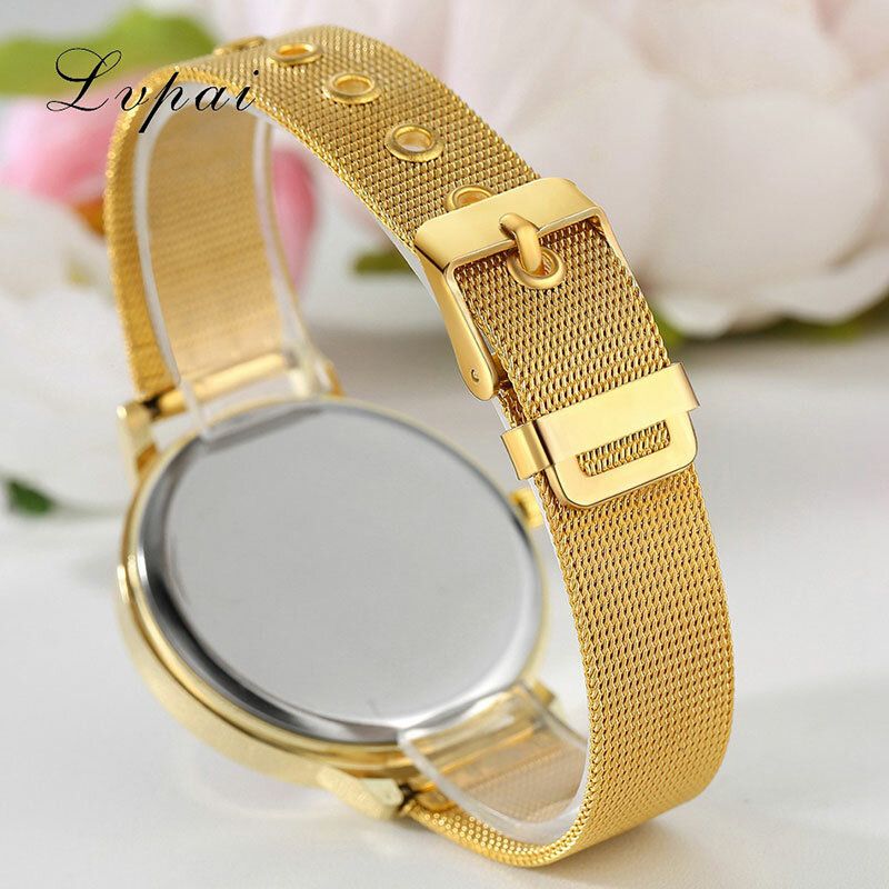 Mesh Stålband Casual Style Damarmbandsur Flower Elegant Design Quartz Watch