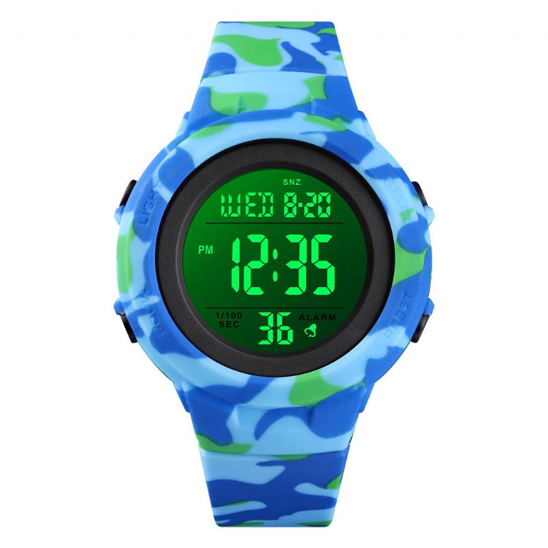 Mode 50 M Vattentät Lysande Display Countdown Alarm Stoppur Herr Sport Digital Watch