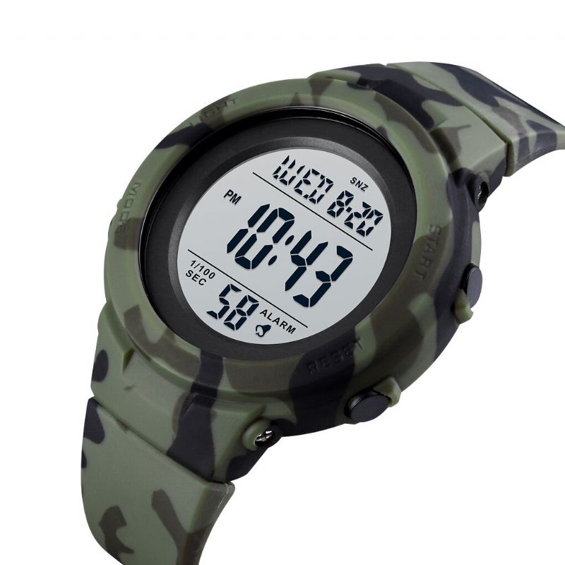 Mode 50 M Vattentät Lysande Display Countdown Alarm Stoppur Herr Sport Digital Watch