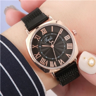 Mode Business Elegant Damklocka Hellegeringsband Romerska Siffror Justerbart Spänne Quartz Watch