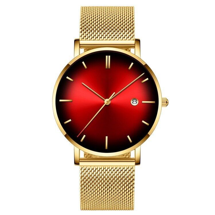 Mode Casual Alloy Business Gradient Color Multi-funktion Mesh Armband Quartz Watch