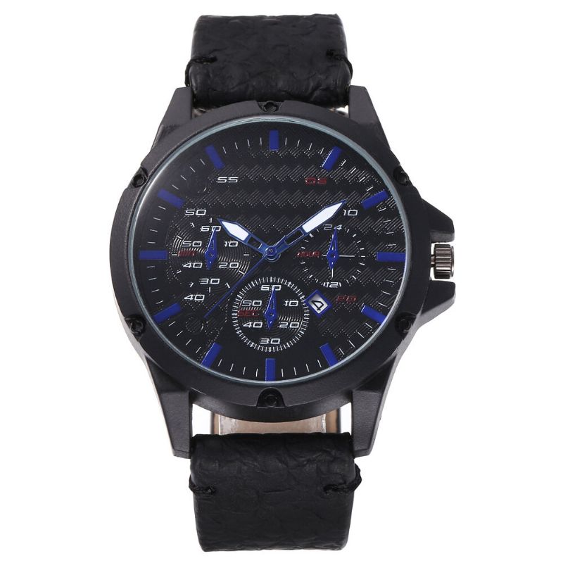 Mode Casual Alloy Casual Vintage Calendar Pu Läderbälte Watch Quartz Watch