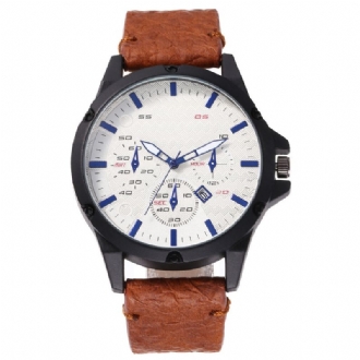 Mode Casual Alloy Casual Vintage Calendar Pu Läderbälte Watch Quartz Watch