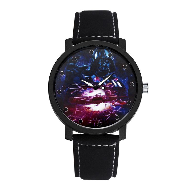 Mode Casual Creative Large Dial Läderrem Herr Quartz Watch