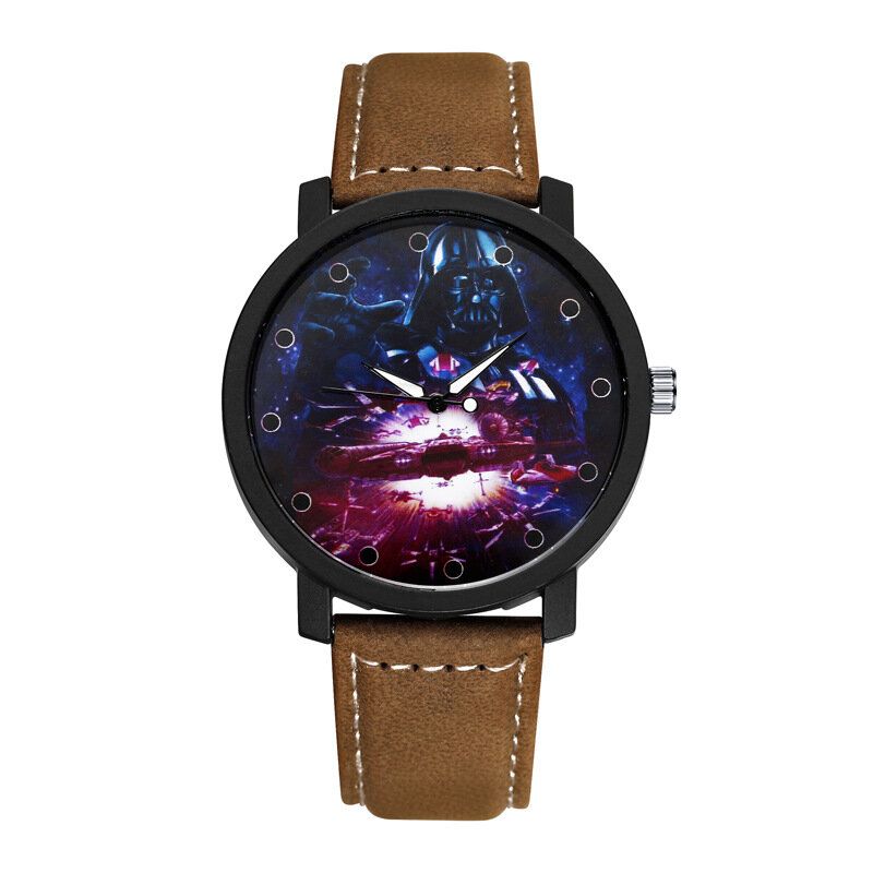 Mode Casual Creative Large Dial Läderrem Herr Quartz Watch