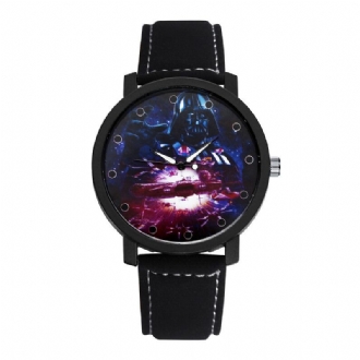 Mode Casual Creative Large Dial Läderrem Herr Quartz Watch