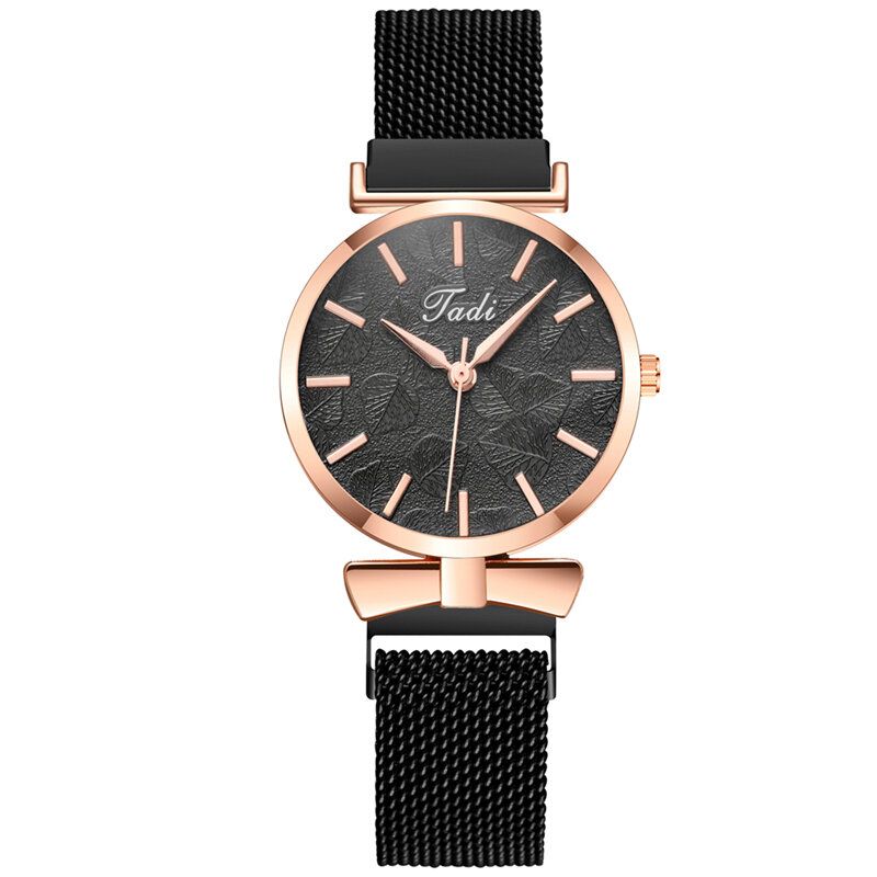 Mode Casual Elegant Design Dam Klockor Legering Mesh Band Urtavla Handledsfodral Quartz Watch