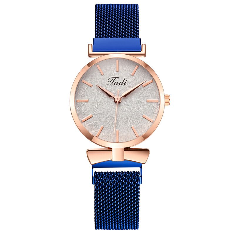 Mode Casual Elegant Design Dam Klockor Legering Mesh Band Urtavla Handledsfodral Quartz Watch