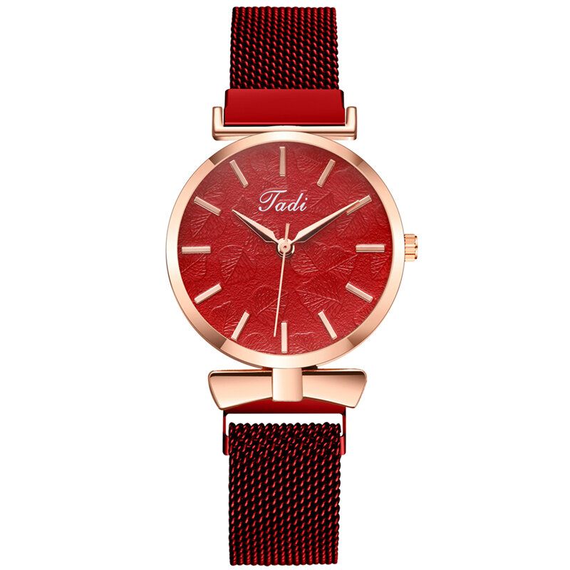 Mode Casual Elegant Design Dam Klockor Legering Mesh Band Urtavla Handledsfodral Quartz Watch