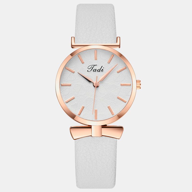 Mode Casual Eleganta Kvinnor Klockor Läderband Urtavla Rose Gold Handled Legering Fodral Quartz Watch