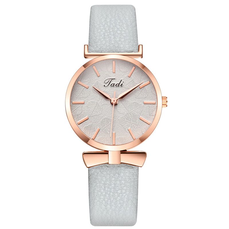 Mode Casual Eleganta Kvinnor Klockor Läderband Urtavla Rose Gold Handled Legering Fodral Quartz Watch