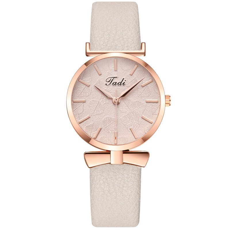 Mode Casual Eleganta Kvinnor Klockor Läderband Urtavla Rose Gold Handled Legering Fodral Quartz Watch