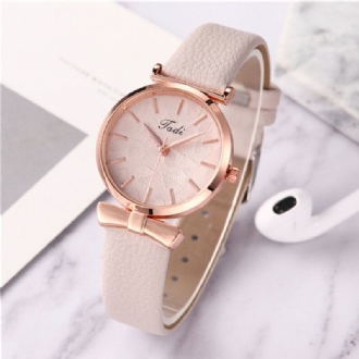 Mode Casual Eleganta Kvinnor Klockor Läderband Urtavla Rose Gold Handled Legering Fodral Quartz Watch