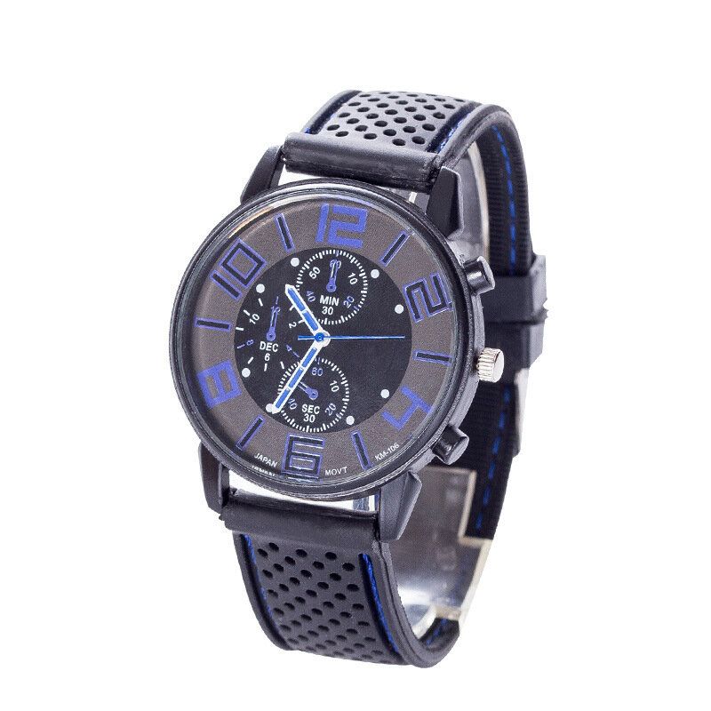 Mode Casual Läder Män Business Watch Dekorerad Pointer Quartz Watch