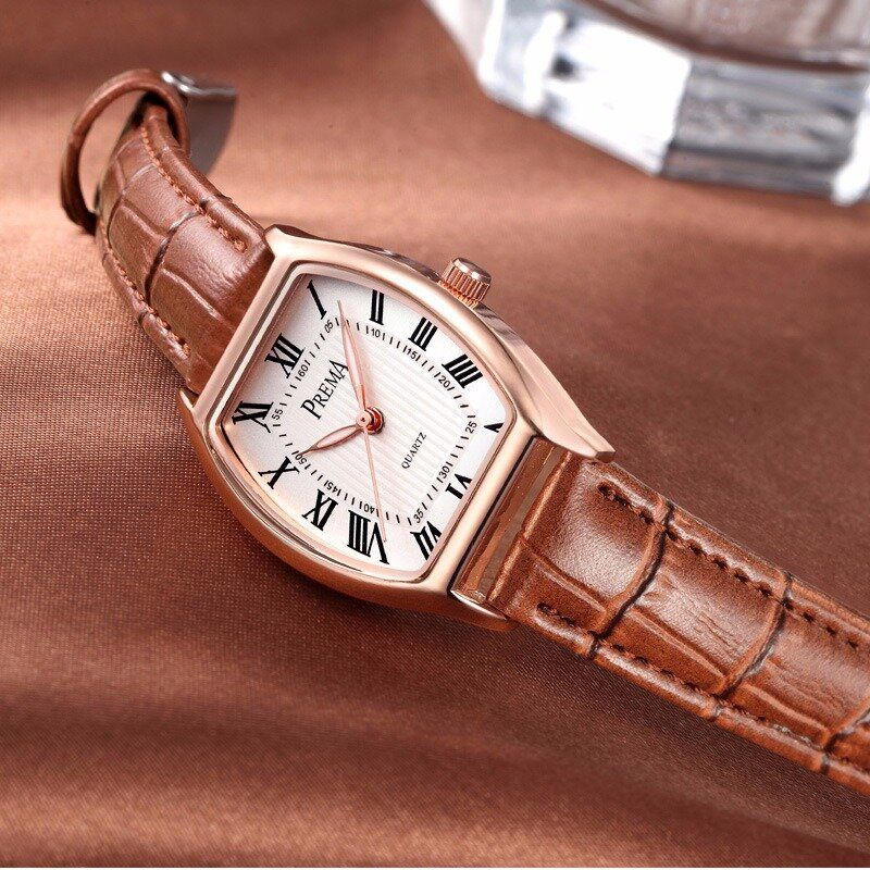 Mode Casual Romerska Siffror Pu Läderband Dam Quartz Watch Armbandsur