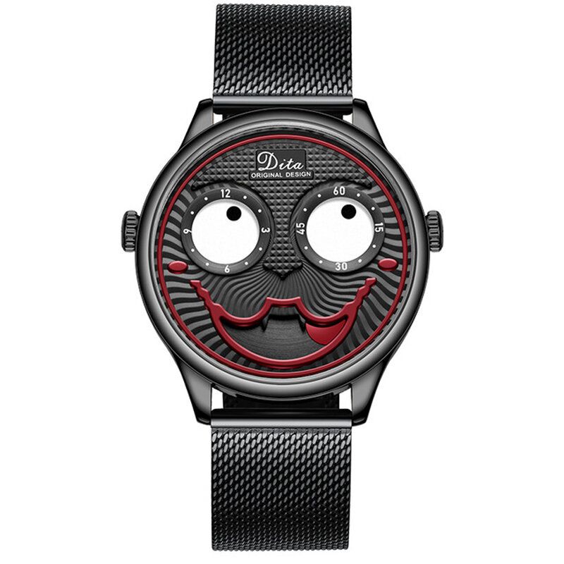 Mode Creative Joker Dial Läder/rostfritt Stålarmband Personlighet Legering Herr Quartz Watch