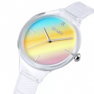 Mode Damklocka Färgglad Transparent Vattentät Lady Quartz Watch