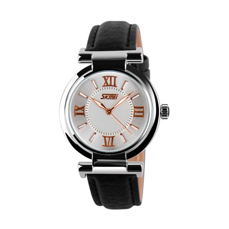 Mode Damklocka Vattentät Läderrem Casual Quartz Watch