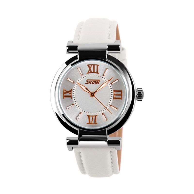 Mode Damklocka Vattentät Läderrem Casual Quartz Watch