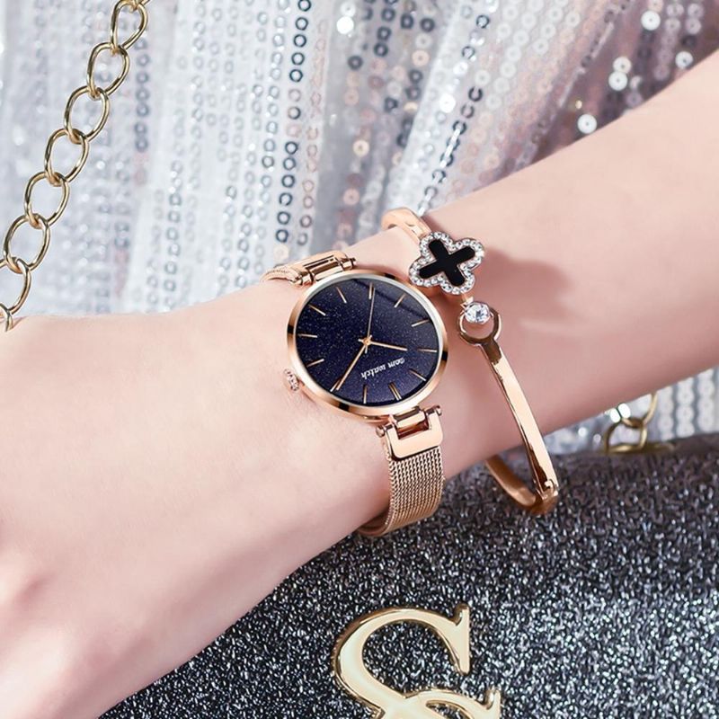 Mode Damklocka Vattentät Starry Sky Dial Light Luxury Quartz Watch