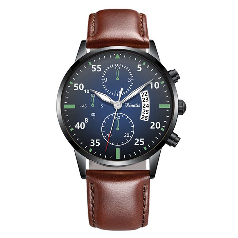 Mode Elegant Alloy Business Casual Sportbälte Läderband Män Quartz Watch