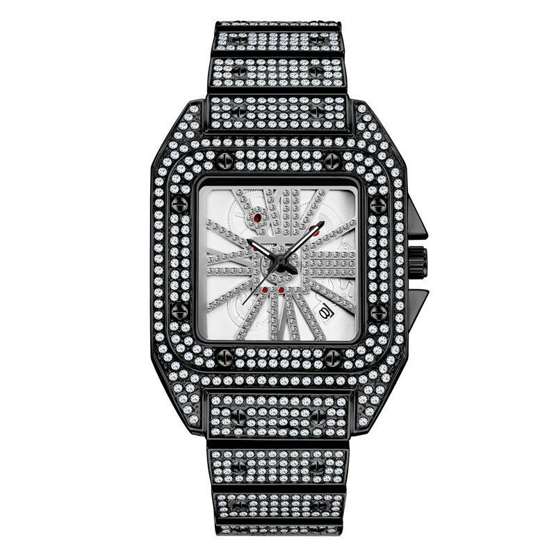 Mode Elegant Alloy Quartz Watch Diamond Cool Herrklocka Fyrkantig Urtavla Kvartsklocka