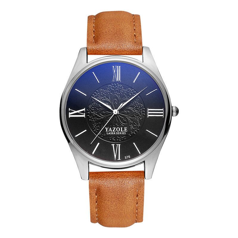 Mode Enkel Urtavla Läderrem Herrklocka Quartz Watch