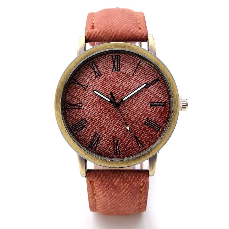 Mode Färgglad Rem Denim Pu-rem Casual Urtavla Män Damklocka Quartz Watch