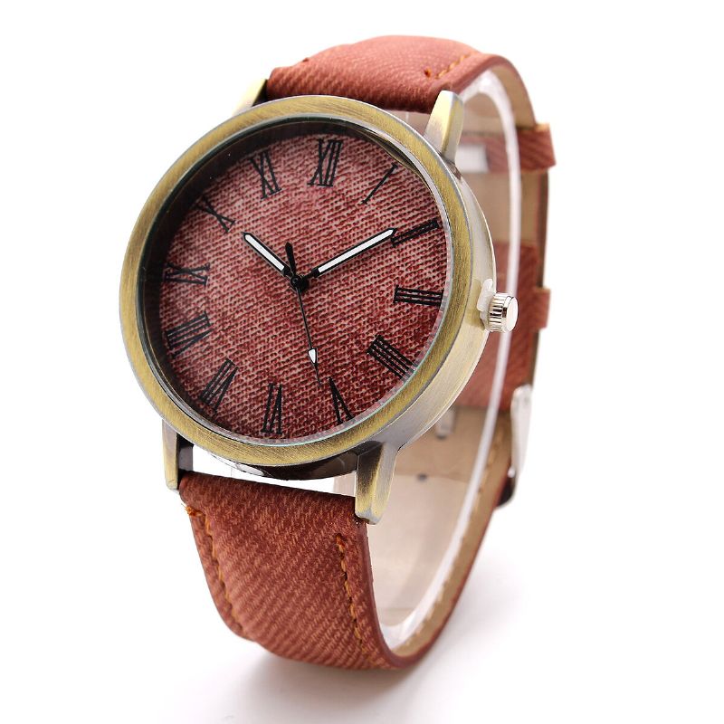 Mode Färgglad Rem Denim Pu-rem Casual Urtavla Män Damklocka Quartz Watch