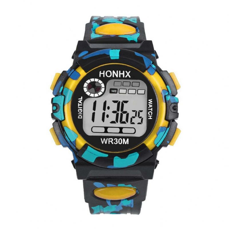 Mode Herrklocka Luminous Date Week Display Multifunktion Camouflage Sport Digital Watch