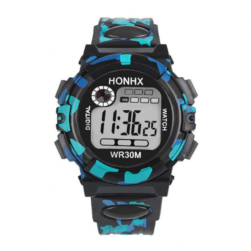 Mode Herrklocka Luminous Date Week Display Multifunktion Camouflage Sport Digital Watch