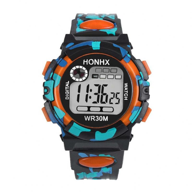 Mode Herrklocka Luminous Date Week Display Multifunktion Camouflage Sport Digital Watch