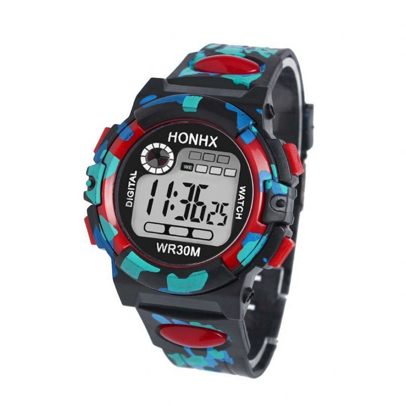 Mode Herrklocka Luminous Date Week Display Multifunktion Camouflage Sport Digital Watch