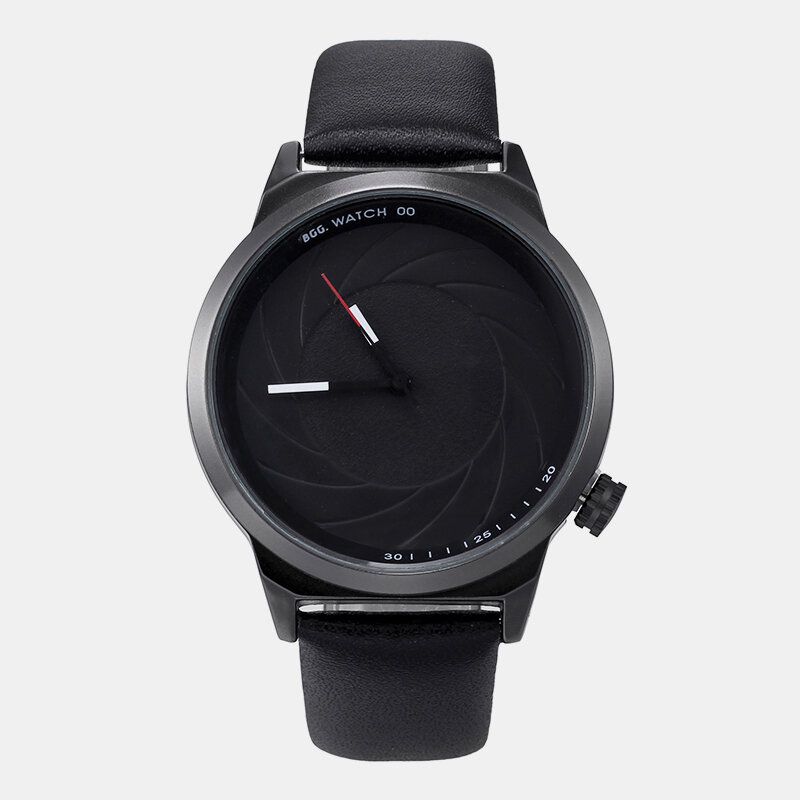 Mode Läder Mesh Armband Creative Dial Herrklocka Quartz Watch