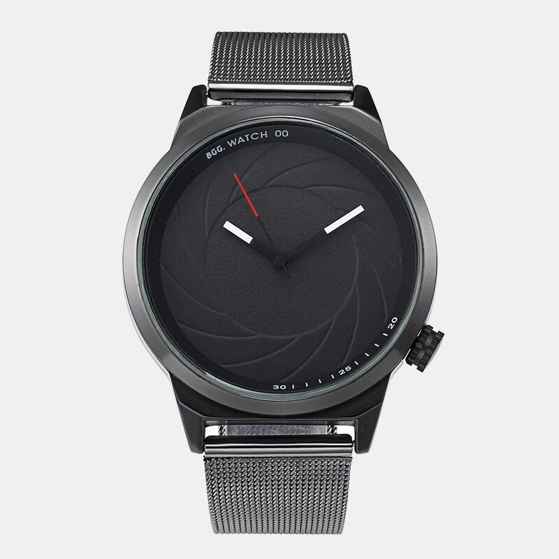 Mode Läder Mesh Armband Creative Dial Herrklocka Quartz Watch