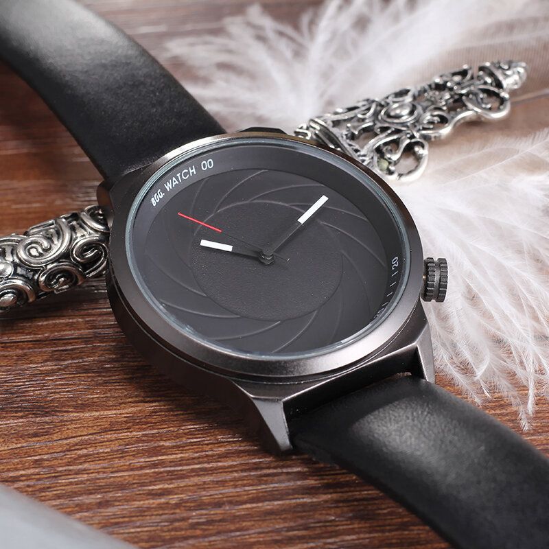 Mode Läder Mesh Armband Creative Dial Herrklocka Quartz Watch